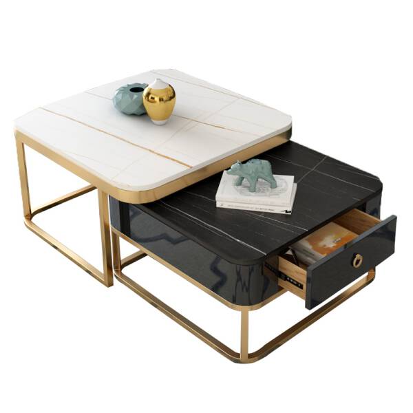 ขาย ชุดโต๊ะกลางพร้อมลิ้นชักเก็บของ Marble Coffee Table Set with Drawer Set