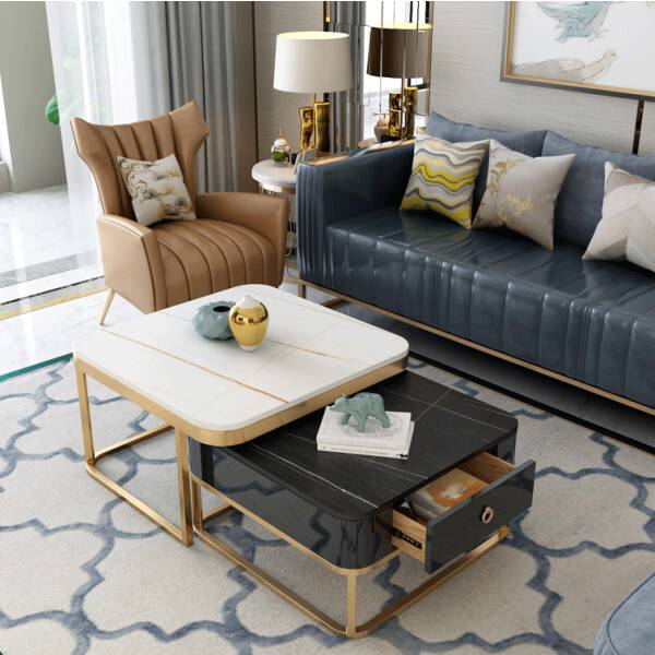 ขาย ชุดโต๊ะกลางพร้อมลิ้นชักเก็บของ Marble Coffee Table Set with Drawer Set