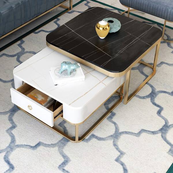 ขาย ชุดโต๊ะกลางพร้อมลิ้นชักเก็บของ Marble Coffee Table Set with Drawer Set
