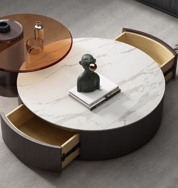 ขาย ชุดโต๊ะกลางห้องรับแขก - Tempered Glass Marble Coffee Table Set
