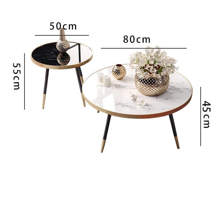 ขนาด Premium Marble Coffee Table Set IV ชุดโต๊ะกลางท็อปหินอ่อน