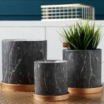 ขาย กระถางต้นไม้มงคลลายหินอ่อน Black Marble Flower Pot พิเศษ