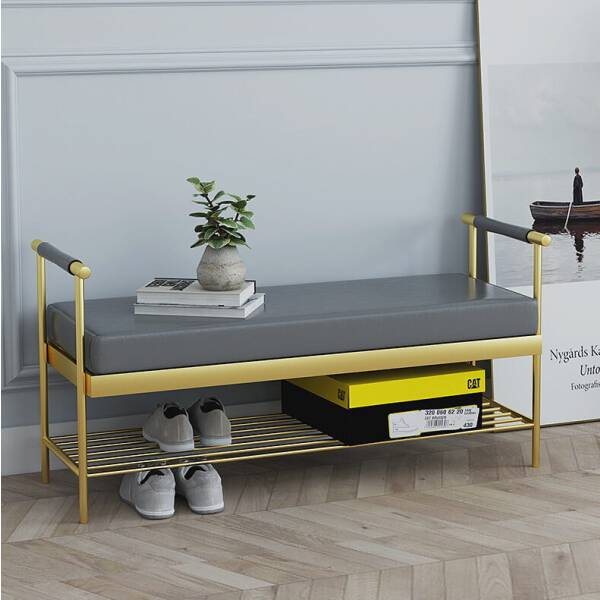 ม้านั่งสำหรับตกแต่งบ้าน สีเทา