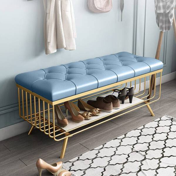 ขาย ม้านั่งสำหรับตกแต่งบ้านพร้อมชั้นวางของ สีฟ้า