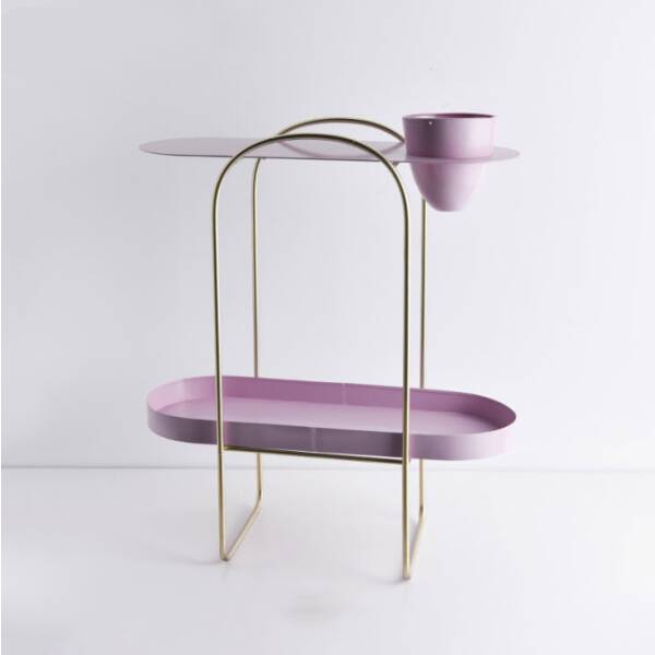 ท็อป โต๊ะข้างเตียงข้างโซฟาอเนกประสงค์ สองชั้น สีชมพู ราคา