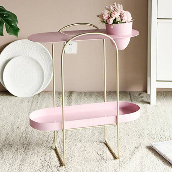 ขาย ท็อป โต๊ะข้างเตียงข้างโซฟาอเนกประสงค์ สองชั้น สีชมพู