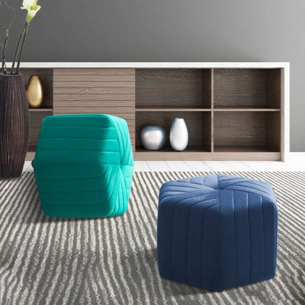 ม้านั่งทรงหกเหลี่ยมสำหรับตกแต่งบ้านหุ้มกำมะหยี่