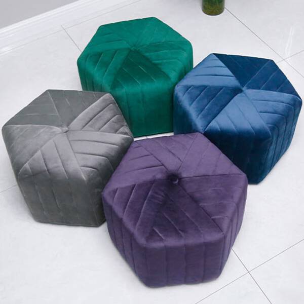 ม้านั่งทรงหกเหลี่ยมสำหรับตกแต่งบ้านหุ้มกำมะหยี่