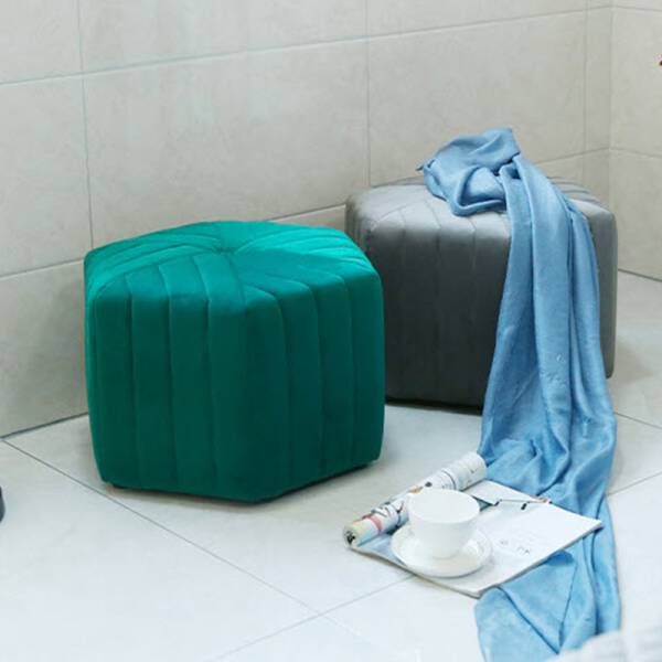 ม้านั่งทรงหกเหลี่ยมสำหรับตกแต่งบ้านหุ้มกำมะหยี่