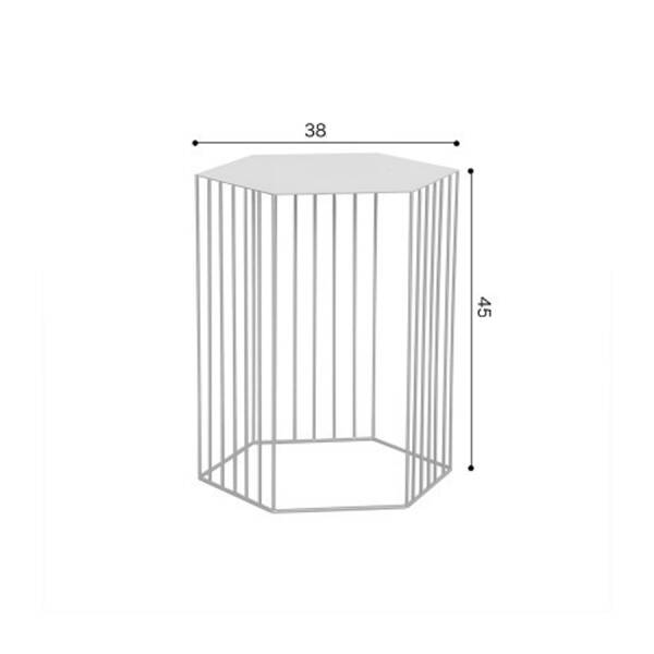 โต๊ะข้างเตียงข้างโซฟาหกเหลี่ยม สีขาว Size S