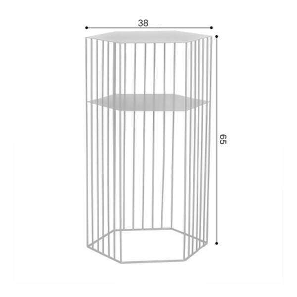 โต๊ะข้างเตียงข้างโซฟาหกเหลี่ยม สีขาว Size L
