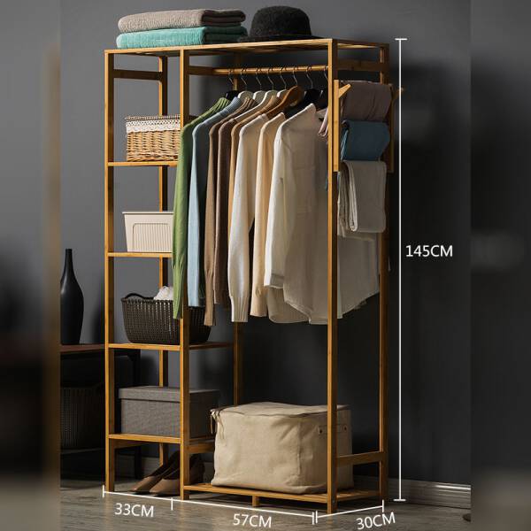 ขาย ชั้นแขวนผ้าอเนกประสงค์ Bamboo Clothes Shelf ราคาลด