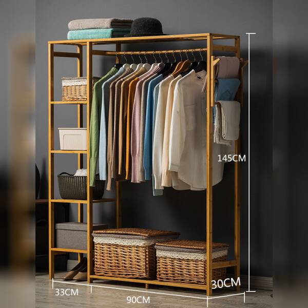 ขาย ชั้นแขวนผ้าอเนกประสงค์ Bamboo Clothes Shelf ราคา ลด