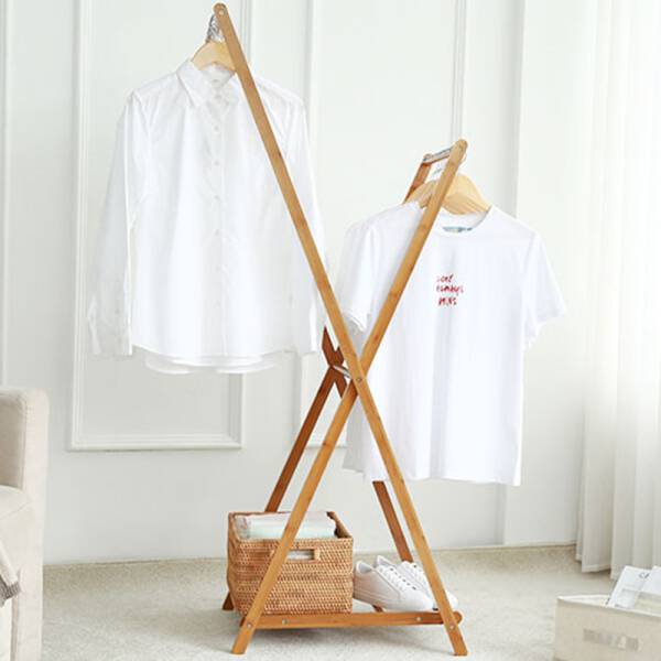 ขาย ราวแขวนเสื้อผ้าไม้ไผ่ Cross Clothes Shelf พิเศษราคา