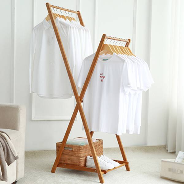 ขาย ราวแขวนเสื้อผ้าไม้ไผ่ Cross Clothes Shelf พิเศษ ราคา