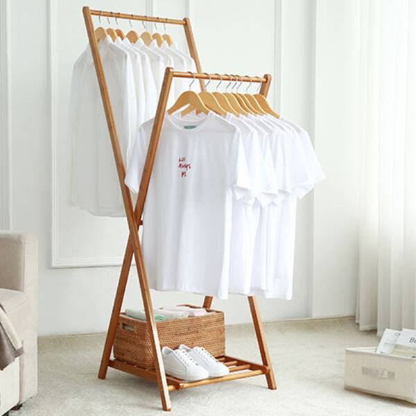 ขาย ราวแขวนเสื้อผ้าไม้ไผ่ Cross Clothes Shelf ราคา พิเศษ