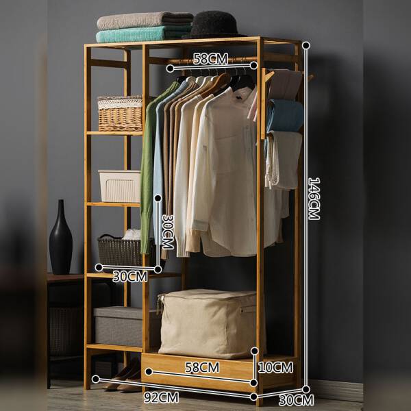 ขาย ชั้นแขวนผ้าอเนกประสงค์ Bamboo Clothes Shelf พิเศษราคา
