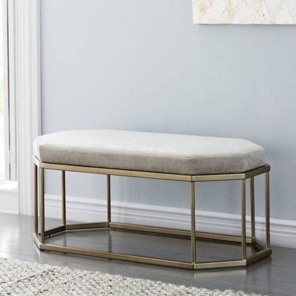 ม้านั่งห้องนอนห้องรับแขก Decorative Bench IV เบาะสีขาว