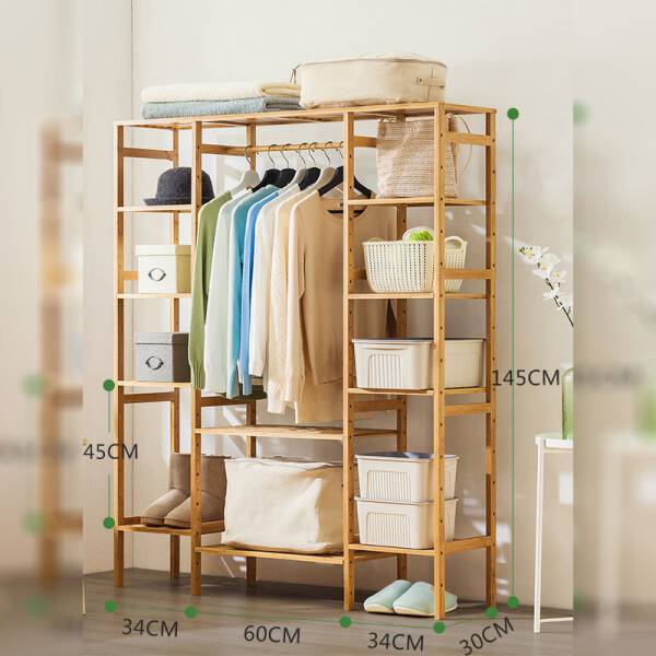 ขาย ชั้นแขวนผ้าอเนกประสงค์ Bamboo Clothes Shelf พิเศษลดราคา