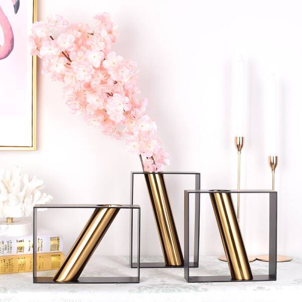 ขาย แจกันสำหรับตกแต่งบ้านรูปแบบใหม่ Golden Decorative Vase Set ลด