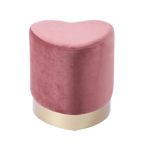ม้านั่งเก้าหุ้มกำมะหยี่รูปทรงหัวใจ สีชมพูเข้ม Hearty Stool