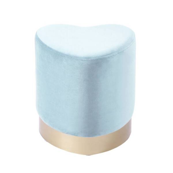 ม้านั่งเก้าหุ้มกำมะหยี่รูปทรงหัวใจ สีฟ้า Hearty Stool