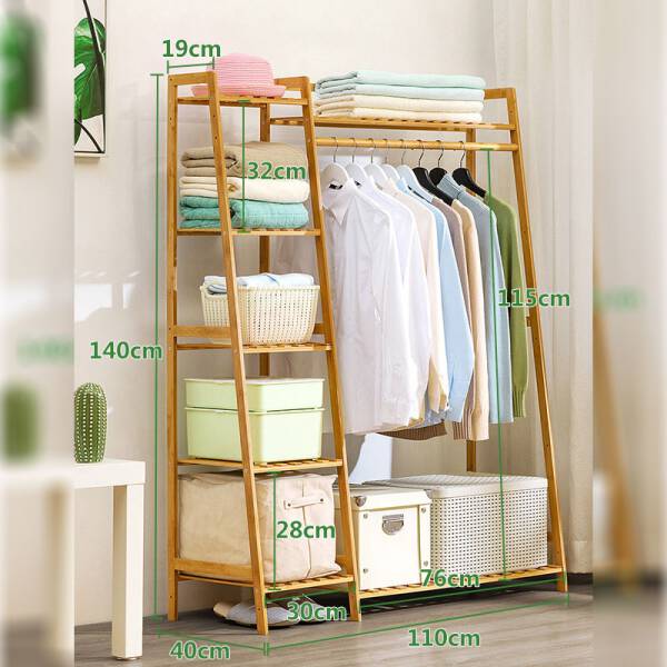 ขาย ชั้นแขวนผ้าอเนกประสงค์ Bamboo Clothes Shelf ลด ราคาพิเศษ