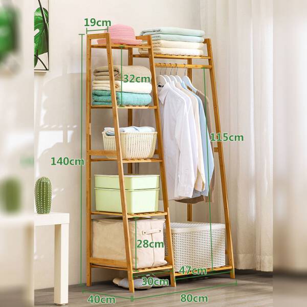 ขาย ชั้นแขวนผ้าอเนกประสงค์ Bamboo Clothes Shelf ลดราคา พิเศษ