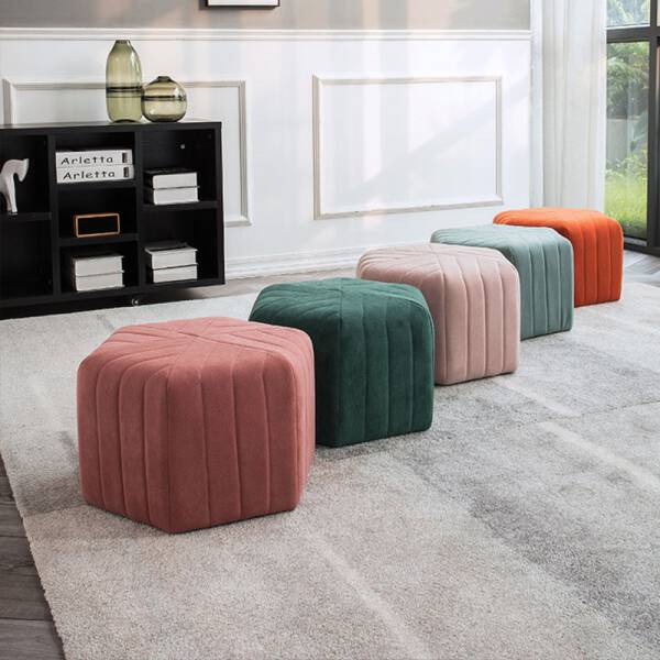 ม้านั่งทรงหกเหลี่ยมสำหรับตกแต่งบ้านหุ้มกำมะหยี่