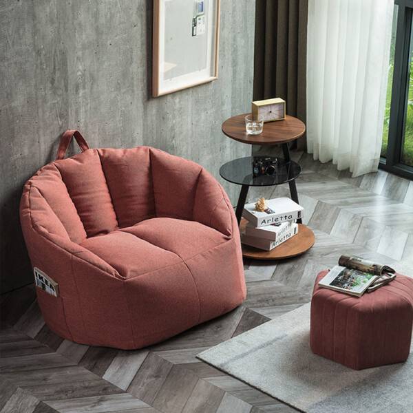 ม้านั่งทรงหกเหลี่ยมสำหรับตกแต่งบ้านหุ้มกำมะหยี่ สีชมพู