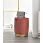 ขาย เก้าอี้หุ้มกำมะหยี่สำหรับแต่งบ้าน สีชมพูเข้ม ราคา - Velvet Stool