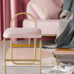 เก้าอี้สำหรับโต๊ะเครื่องแป้ง แบบ B สีชมพู