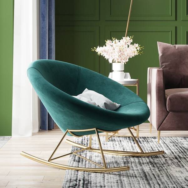 ด้านข้าง เก้าอี้โยกหุ้มกำมะหยี่ Premium Rocking Chair