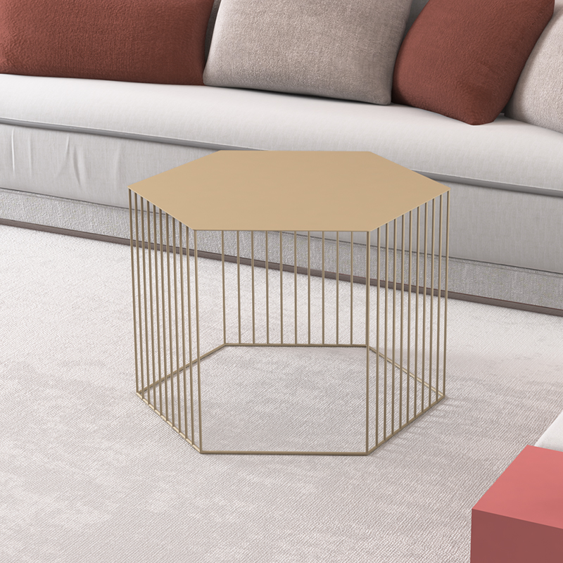 โต๊ะเหล็กทรงหกเหลี่ยมสำหรับห้องรับแขก Size S สีทอง ราคาพิเศษ