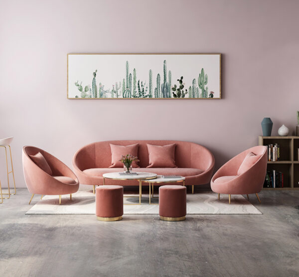 เบาะ เก้าอี้หุ้มกำมะหยี่สำหรับแต่งบ้าน สีชมพูเข้ม ราคา - Velvet Stool