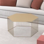 โต๊ะเหล็กทรงหกเหลี่ยมสำหรับห้องรับแขก Size M สีทอง