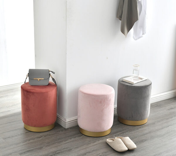เบาะ เก้าอี้หุ้มกำมะหยี่สำหรับแต่งบ้าน สีชมพูอ่อน สีชมพูเข้ม สีเทา - Velvet Stool