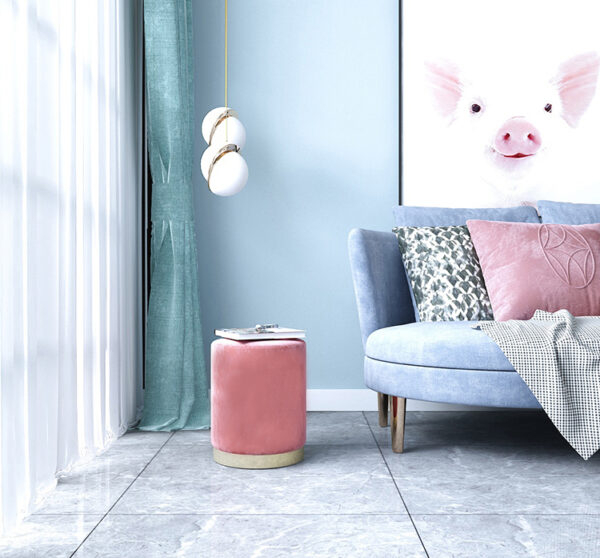 เบาะ เก้าอี้หุ้มกำมะหยี่สำหรับแต่งบ้าน สีชมพูเข้ม ราคา - Velvet Stool