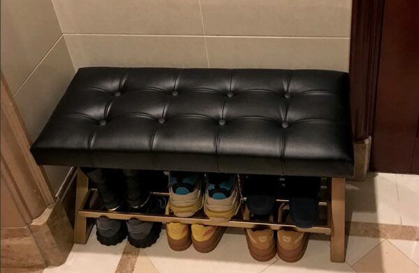 ขาย ม้านั่งสำหรับใส่รองเท้าเบาะหนังสีดำ ราคาพิเศษ