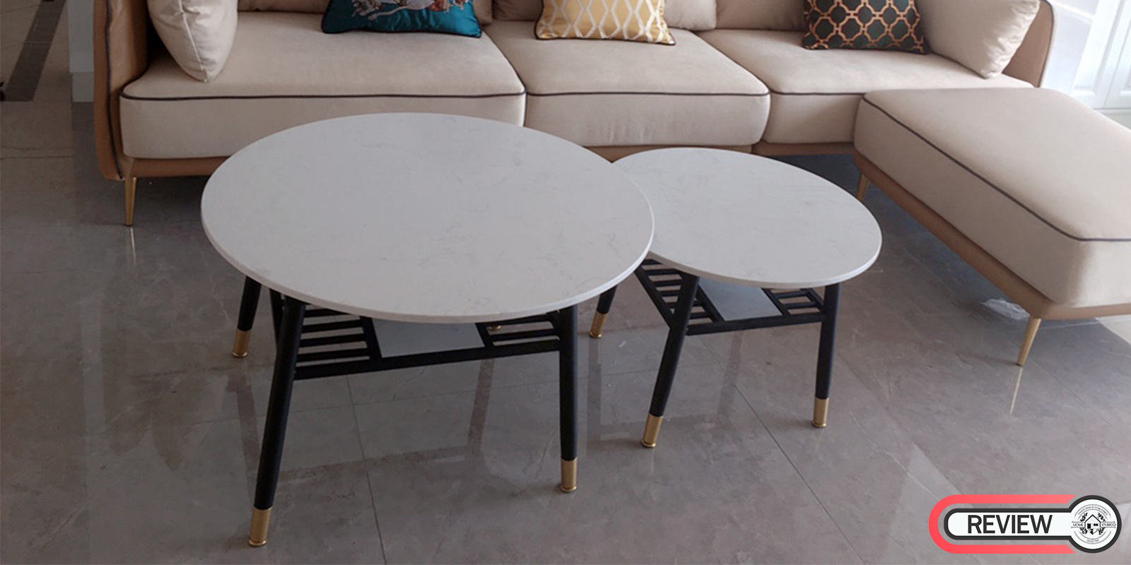 รีวิว ชุดโต๊ะกลางท็อปหินอ่อนวงกลม - Premium Coffee Table Set II