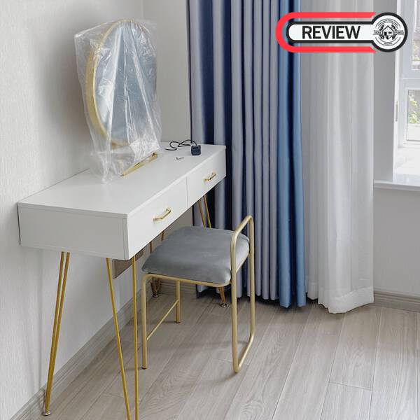 รีวิว เก้าอี้สำหรับโต๊ะเครื่องแป้ง สีเทา