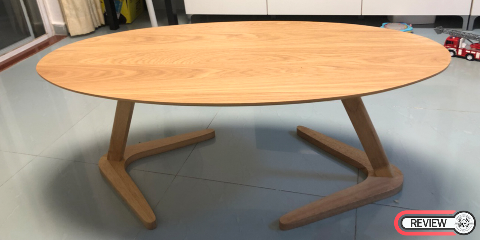 รีวิว โต๊ะกลางไม้ทรงวงรี - Wooden Oval Coffee Table