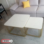 รีวิว โต๊ะกลางหินอ่อนสี่เหลี่ยมสี่เหลี่ยมจัตุรัส ชุด 2 ตัว - Square Coffee Table Set