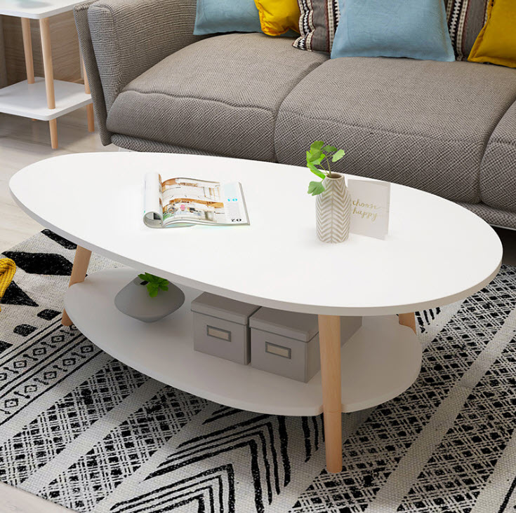 โต๊ะกลางห้องรับแขกไม้ทรงรี – Wooden Oval Coffee Table II