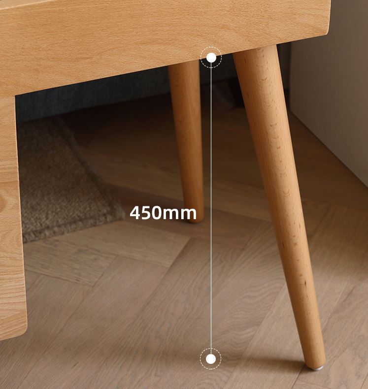 ขนาดจากพื้น โต๊ะข้างเตียงข้างโซฟาไม้พร้อมช่องเก็บของ