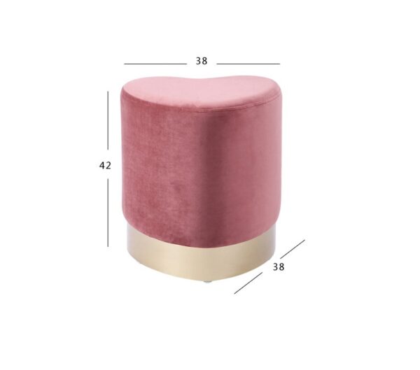 ขนาด ม้านั่งเก้าหุ้มกำมะหยี่รูปทรงหัวใจ สีชมพู Hearty Stool