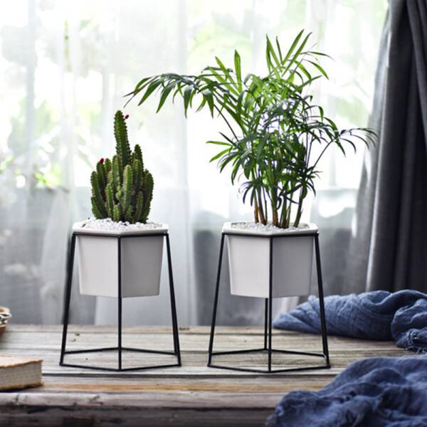ขาย ชุดกระถางต้นไม้มงคลทรงหกเหลี่ยม Hexagon Stand Flower Pot ลด พิเศษ