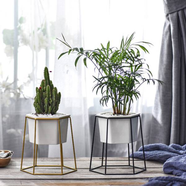 ขาย ชุดกระถางต้นไม้มงคลทรงหกเหลี่ยม Hexagon Stand Flower Pot
