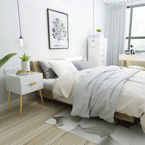 โต๊ะข้างเตียง โต๊ะข้างโซฟา พร้อมลิ้นชักสำหรับตกแต่งบ้าน สีขาว ราคา