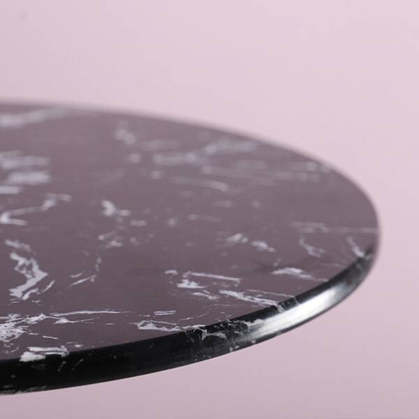 ท็อป โต๊ะข้างเตียง โต๊ะข้างโซฟา ท็อปหินอ่อน ฐานหินอ่อน สีดำ - Premium Marble Side Table